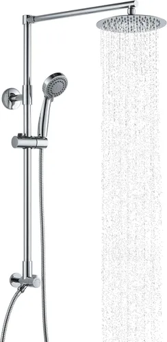 Miniatura 8 de Fennocasa Polaris 3 Retrofit Sistema de ducha de lluvia, combo de ducha de mano de 3 ajustes con barra deslizante, cabezal de ducha de perfil bajo