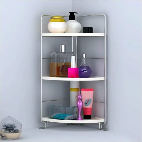 Organizador de 3 niveles para encimera de baño, bandeja de tocador para cosméticos y maquillaje, estante de especias de cocina, estante de pie, Plata