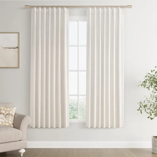 Miniatura 75 de Joywell 2 cortinas opacas 100%, lino, beige natural, trabillas traseras/cinta con ganchos, aislantes, de dormitorio, comedor, sala, puerta corrediza