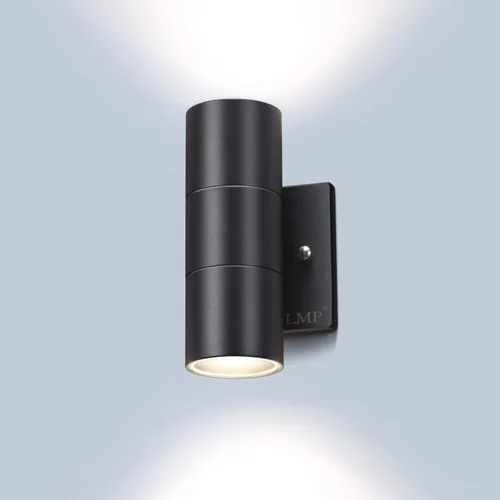 LMP Lámpara de pared moderna para exteriores, luz de porche con acabado de aluminio negro para decoración, garaje, 1 paquete, color negro