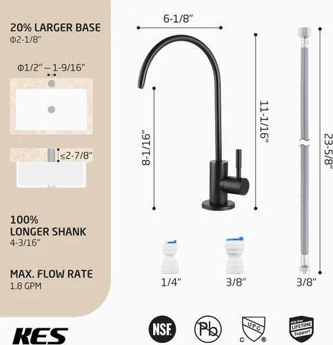 Miniatura 2 de KES Z504CLFF18-BS - Grifo de ósmosis inversa con filtro de agua potable, para fregadero de cocina, grifos de ósmosis inversa para sistemas