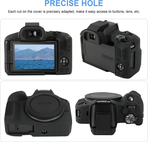 Miniatura 5 de Canboc Funda de silicona para cámara Canon EOS R50 sin espejo, R50 funda protectora de silicona suave, color negro (solo funda)