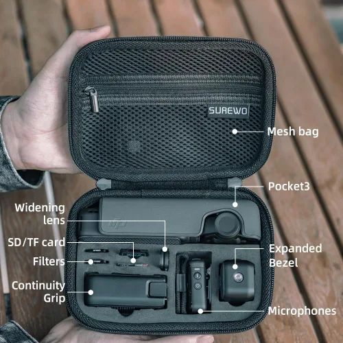 Miniatura 4 de Osmo Pocket 3 Mini Case, bolsa protectora de almacenamiento de PU portátil para DJI Osmo Pocket 3 Kit estándar y DJI Osmo Pocket 3 Power Expansion