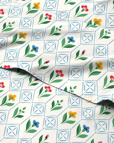 Miniatura 45 de Juego de sábanas florales - Juego de sábanas de cama florales azules y blancas - 1 sábana encimera, 1 sábana bajera y 2 fundas de almohada con 07
