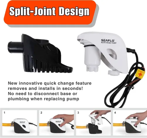 Miniatura 5 de Seaflo, bomba de agua autosumergible automática para barco de sentina de 12 V 750 ghp con interruptor sumergible