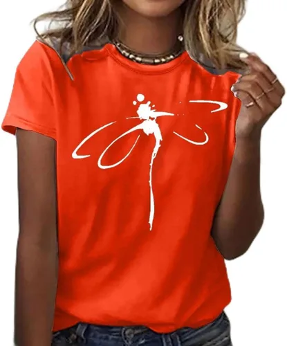 Miniatura 9 de Camiseta con estampado de animales para mujer, camiseta de libélula divertida, linda camiseta de manga corta, blusa de primavera 2023, camisas