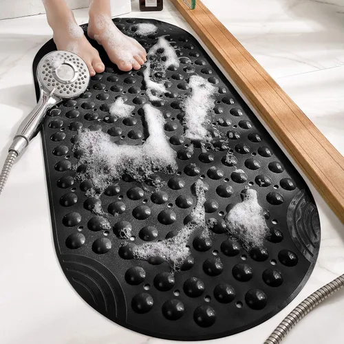 Miniatura 8 de DEXI Alfombrilla de Tina Antideslizante 16x35, Alfombrillas de Ducha para Baño y Tina, Alfombrilla de Baño Ovalada Lavable con Ventosas y Orificios