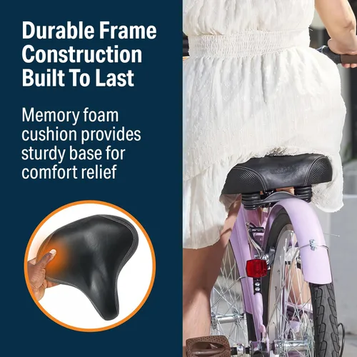 Miniatura 3 de Bikeroo Extra Wide Replacement Saddle - Fits Indoor & Outdoor Bicycles - Steel Spring & Elastomer Suspension - Center Cutout - Memory Foam