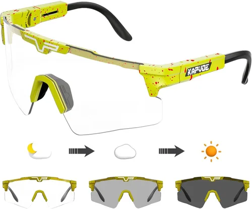 KAPVOE Gafas de ciclismo fotocromáticas Gafas de sol deportivas de bicicleta de montaña Gases transparentes MTB Gafas hombres mujeres Bicicletas