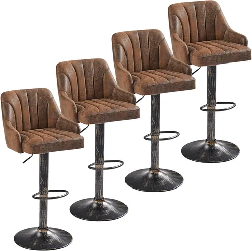 Miniatura 9 de VECELO Juego de 2 taburetes de bar, taburetes de bar ajustables, taburetes de altura de mostrador con respaldo y brazo, taburetes de isla de cocina