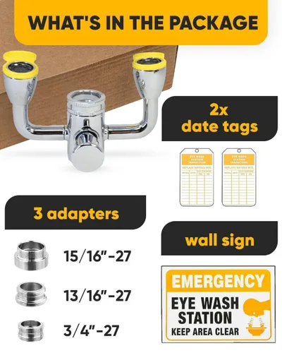Miniatura 2 de TidyFriend - Kit de lavado de ojos amarillo – unidades de lavado de ojos estilo empuje, estación de lavado de ojos de emergencia montada en grifo, 1