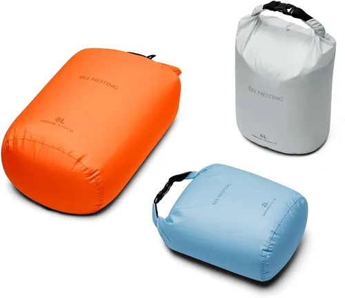 Miniatura 11 de Bee Nesting Juego de bolsas secas ultraligeras para mochileros, saco seco impermeable para camping, senderismo, motocicleta, saco de cosas ligeras