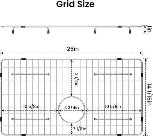 Miniatura 2 de Rejilla de fregadero de acero inoxidable y protectores para la parte inferior del fregadero de cocina, rejilla inferior de fregadero de 26 x 14 1/16