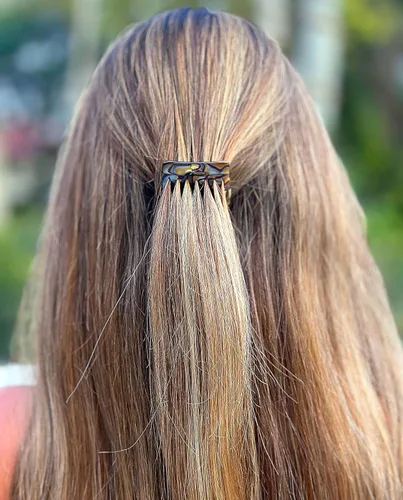 Miniatura 2 de Camila Paris CP2332/2 Peine lateral francés hecho a mano ónix, pequeño trenzado decorativo para el cabello, clips de sujeción fuerte para mujeres