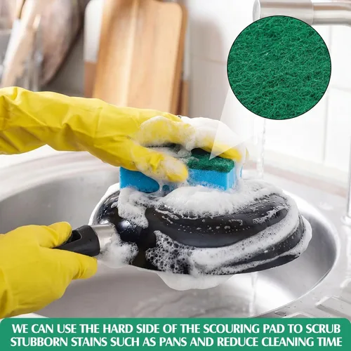 Miniatura 6 de Patelai 100 Pcs Heavy Duty Sponges Kitchen Bulk Dish Sponges Scrub Sponge Abrasive Scrubber Cleaning Sponge Non Scratch Scouring Absorbent Dish for