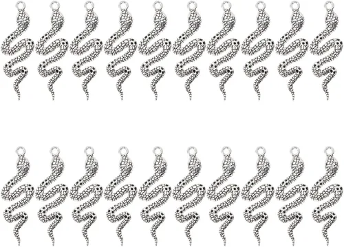 Dijes vintage en forma de serpiente para manualidades, collares, aretes, pulseras, colgantes, fabricación de joyas y decoración de Halloween, 20