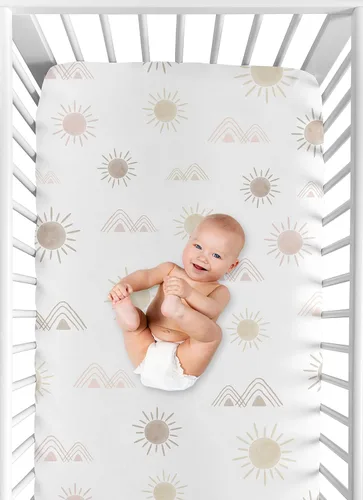 Miniatura 4 de Sweet Jojo Designs Boho Desert Sun Girl - Sábana bajera ajustable para cuna para bebé o niño pequeño, color rosa, malva, dorado, gris pardo