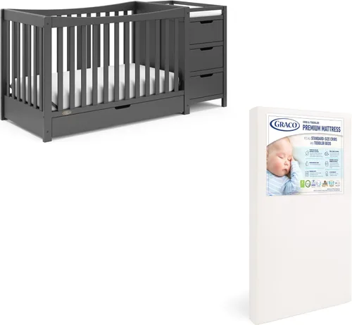 Miniatura 15 de Graco Remi - Cuna convertible 4 en 1 y cambiador (blanco) – Certificado GREENGUARD Gold, se adapta a colchón de cuna estándar, se convierte en cama