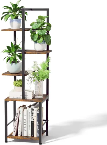 Miniatura 2 de Soporte para plantas de interior con luz de crecimiento, soporte alto para plantas de 5 niveles para interiores, estante de metal para plantas