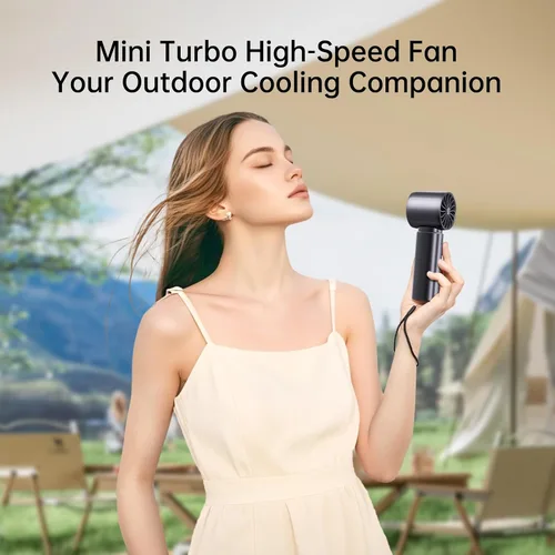 Miniatura 5 de Ventilador turbo portátil de mano, batería de ventilador personal de 4000 mAh funciona para 3-16 horas, recargable por USB, motor de alta velocidad