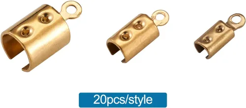 Miniatura 6 de Mega Pet 60 piezas de acero inoxidable plegables sobre los extremos del cable de engarzado dorado plegable de cuero puntas de cierre de cierre