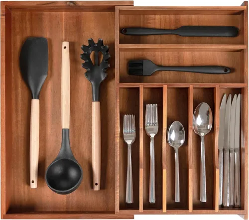 Miniatura 17 de KitchenEdge Organizador Premium de Cubiertos, Vajilla y Utensilios para Cajones de Cocina, Grado Contractual Apto para Alimentos, Expandible de 18 a