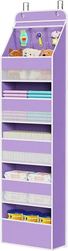 Miniatura 28 de Univivi Organizador para colgar sobre la puerta con 5 estantes de tela, organizador de almacenamiento para puerta con 4 bolsillos grandes y 3