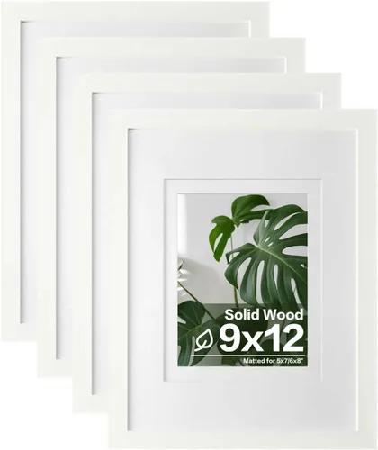 Miniatura 87 de Egofine Juego de 4 portarretratos de 4 x 6, hechos de madera maciza cubierta de plexiglás de 3 x 4.5 pulgadas y 3.5 x 5 pulgadas con paspartú o de 4