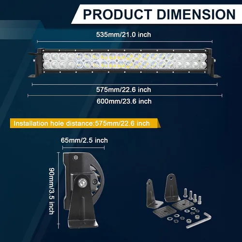 Miniatura 2 de AUXTINGS Barra de luz LED delgada de 22 pulgadas 120 W, punto de inundación, luz de trabajo, luces de conducción, lámpara antiniebla, iluminación