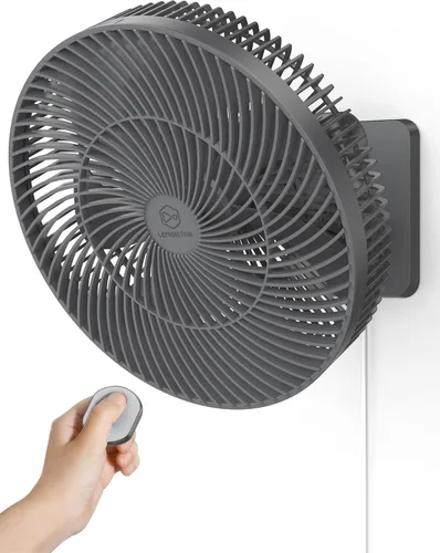 Miniatura 9 de Ventilador oscilante silencioso de pared de 8.5 pulgadas con control remoto y temporizador, 4 velocidades ajustables para baños pequeños, Marco