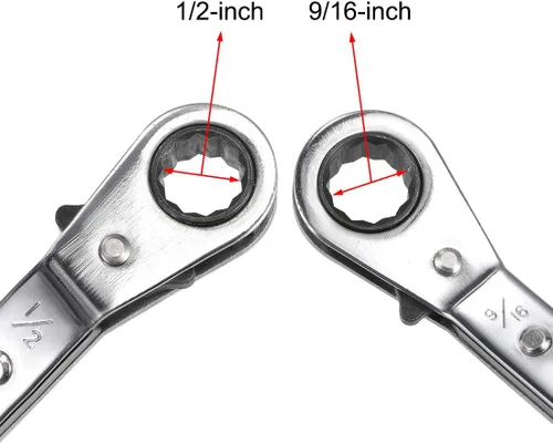 Miniatura 3 de uxcell Llave de trinquete reversible, extremo de caja doble de desplazamiento de 1/2 pulgadas x 9/16 pulgadas, Cr-V