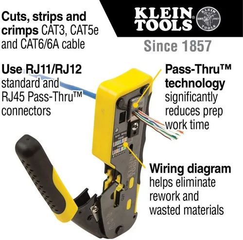 Miniatura 3 de Klein Tools Crimpadora modular de trinquete VDV226-110 + probador de cable LAN de red VDV526-100