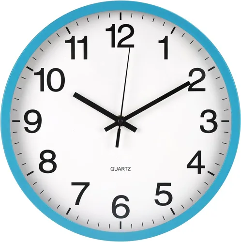 Miniatura 10 de Reloj de pared silencioso sin tictac, movimiento de cuarzo, estilo moderno, simple, redondo, de plástico, para hogar, oficina, escuela, sala de Negro
