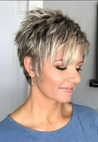 Peluca sintética de corte Pixie con flequillo para mujer, peluca gris para mujeres negras, peluca corta con flequillo, perfecta para cosplay de