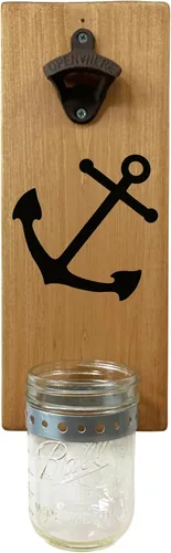 Miniatura 12 de Abridor de botellas de esquí, tablero de madera de montaje en pared con tapa extraíble y abridor de hierro fundido, regalo de esquiador rústico