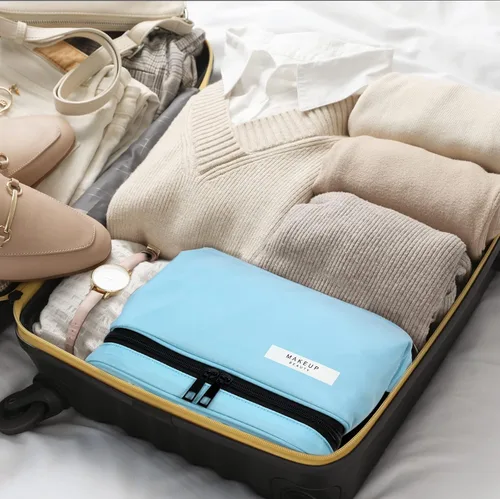 Miniatura 6 de Bolsa de maquillaje de doble capa, bolsa de cosméticos de gran capacidad, bolsas organizadoras de maquillaje de viaje, bolsa de aseo portátil