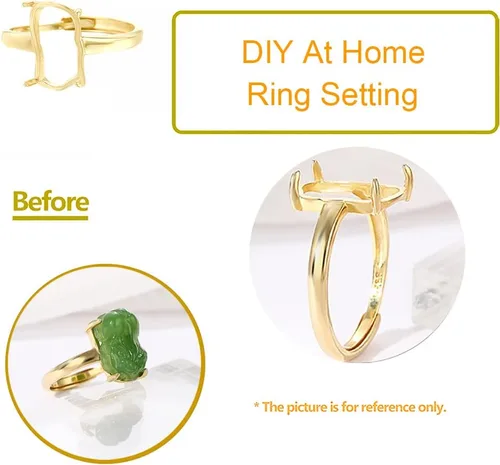 Miniatura 3 de Base de anillo ajustable de plata de ley 925 para anillo de piedra irregular de 0.276 x 0.551 in, ajuste en blanco, fabricación de joyas, regalo