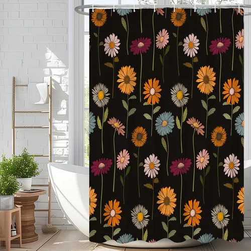 Miniatura 46 de Cortina de ducha de eucalipto verde salvia Velaequezii con plantas de acuarela, hojas botánicas de primavera impresas, cortina de baño impermeable