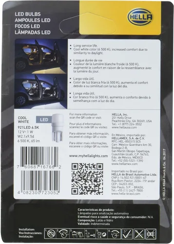 Miniatura 2 de Hella 921LED 6.5K Bombilla Led 921 12V 1W W2.1X9.5D 6500 Par