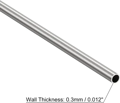 Miniatura 3 de uxcell Tubo capilar de acero inoxidable 304, OD 3 mm x 0,3 mm de grosor de pared, longitud de 250 mm, tubo metálico para maquinaria industrial, 3