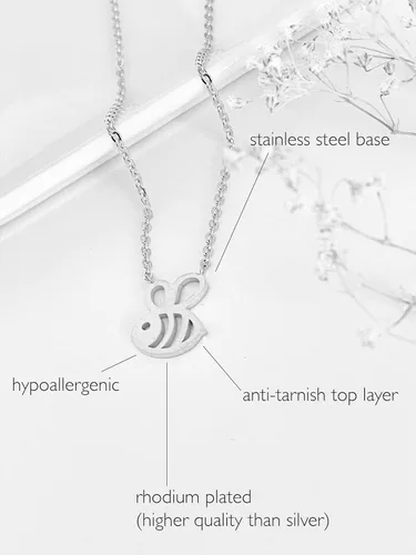 Miniatura 3 de Altitude Boutique Collar de abejorro, collar de colmena de abeja de miel para mujer (plata, dorado), Metal