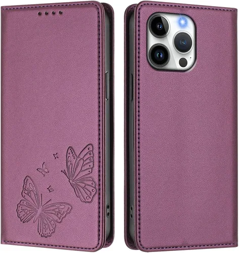 Miniatura 3 de Butterfly Embossed Leather Wallet Flip Case for Motorola Moto E22 4G, Magnetic Closure, RFID Blocking Cover, Card Holder Purple.