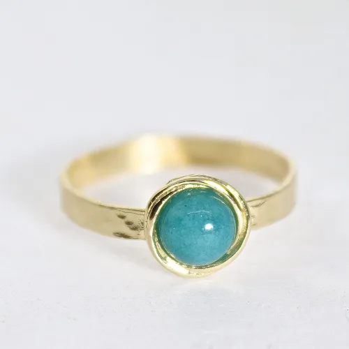Miniatura 10 de Anillo de oro de piedras preciosas, anillo de piedra chapada en oro de 14 quilates, anillo de piedra apilable, anillo de oro de piedra pequeña