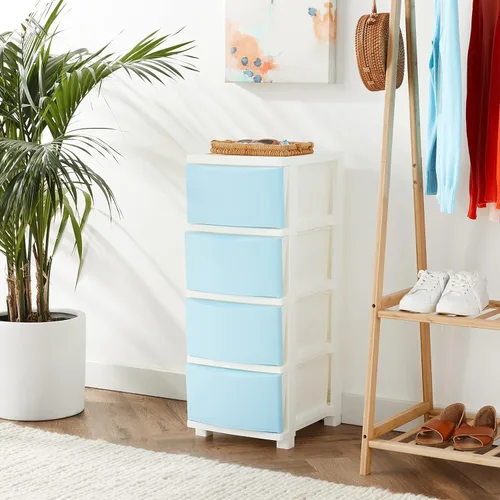 Miniatura 2 de IRIS USA Organizador de almacenamiento de cajones de plástico, 4 cajones, para suministros de arte del aula, baño, dormitorio universitario, Azul