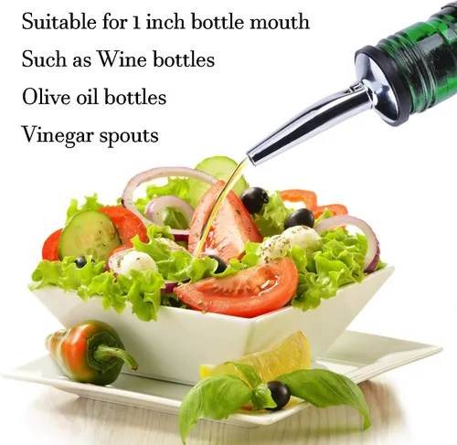Miniatura 6 de LanMa Boquilla para botella de acero inoxidable para verter licor, vinagre, jarabe o aceites con embudos de acero inoxidable (2 unidades)