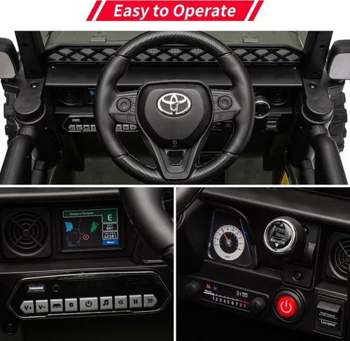 Miniatura 3 de Auto de paseo de 12 V para niños, camión Toyota con licencia, automóvil eléctrico para niños con control remoto, música, luces LED, sistema de Verde