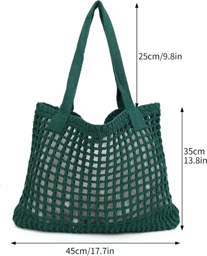 Miniatura 41 de ENBEI Bolsa de playa para mujer, diseño hueco de punto de ganchillo, elegante para la playa, viajes y uso diario