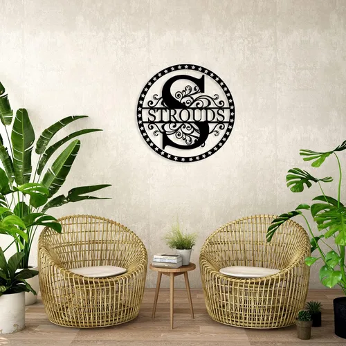 Miniatura 7 de Letreros de metal personalizados con apellido, letrero de apellido personalizado, letrero de metal personalizado, arte de pared de metal, monograma