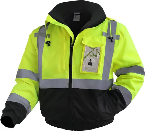 Miniatura 8 de Chaquetas de seguridad de alta visibilidad con bolsillos para hombres y mujeres, abrigos reflectantes de construcción para clima frío, impermeable