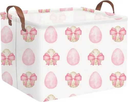 Cesta de Pascua con lazo rectangular, cesta de Pascua vacía, cesta de almacenamiento para dormitorio de bebé, organizador de regalos de juguetes,
